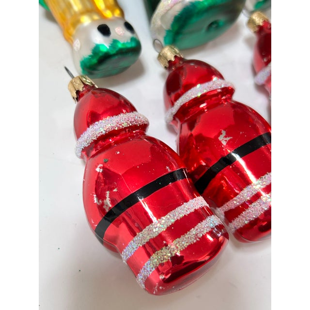 Vintage Glass Santa & Christmas Caroler Ornaments – Set of 7 For Sale - Image 9 of 12