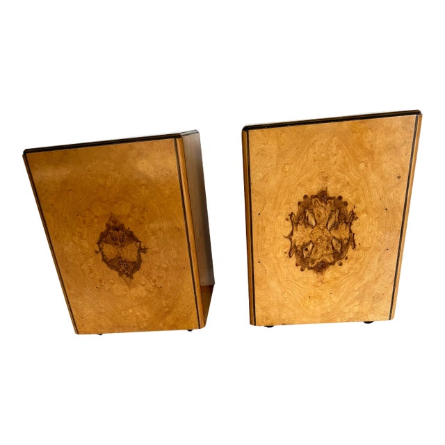 Pair of Burl Wood Cubes Side Tables "Scene Two" by Henredon For Sale