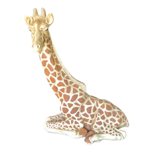 Vintage 1970s Marwal Seated Giraffe Sculpture – Hand-Painted Boho Folk Art Figurine