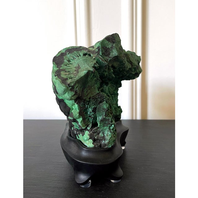 Natural Malachite Rock on Display Stand as a Scholar Stone For Sale - Image 9 of 14