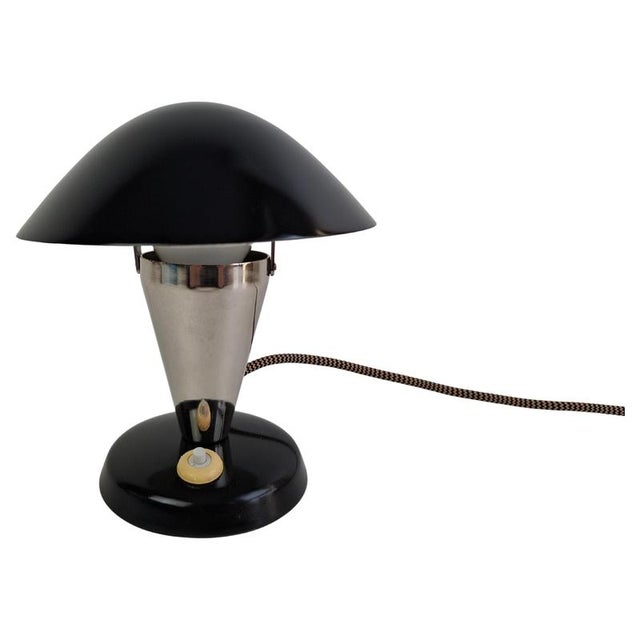 Bauhaus Mushroom Table Lamp with Adjustable Shade, Czechoslovakia, 1930s For Sale - Image 15 of 15