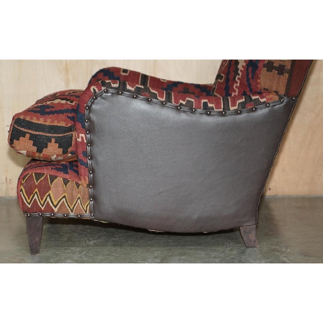 Kilim and Dark Brown Leather Howard Lounge Chair from George Smith of Chelsea For Sale - Image 15 of 16