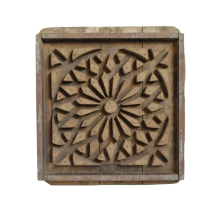 Antique Indian Wood Print Block Panel