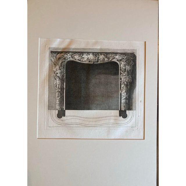 Italian Authentic 19th Century Pair of Matted Black and White Engravings of Fireplace Mantels. For Sale - Image 3 of 7