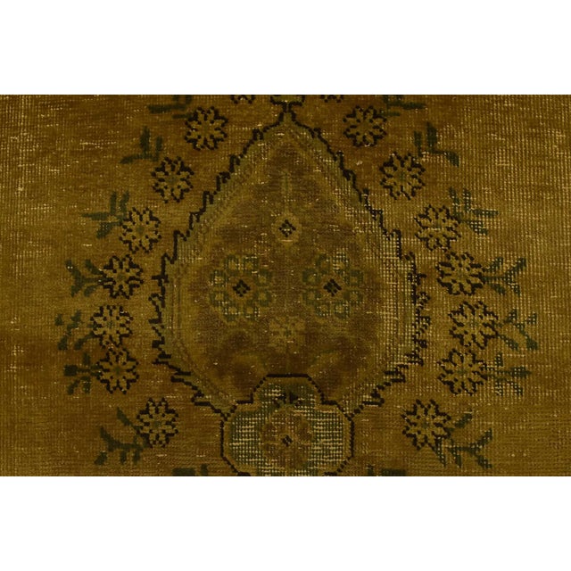 Tabriz Rug 9’9” X 11’11” Gold Wool Vintage Overdyed Hand-Knotted Carpet For Sale - Image 9 of 15