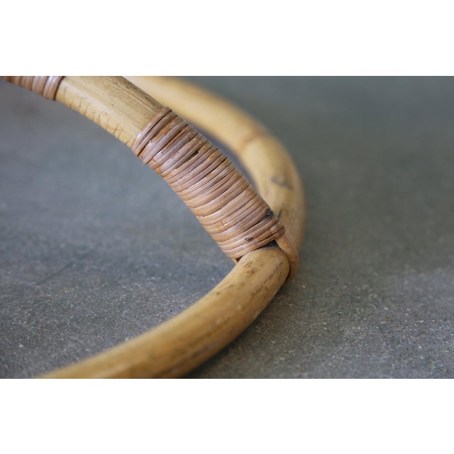 Brown Vintage Swedish Boho Modern Rattan Floor Lamp Cane Linen For Sale - Image 8 of 10