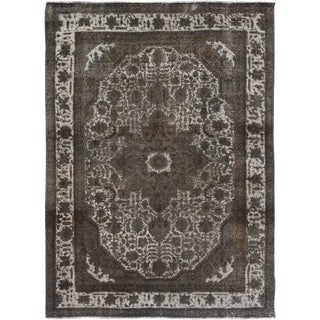 1980s Boho Chic Vintage Distressed Color Reform Gray/Gray Wool Rug - 7'8" X 11'0" For Sale