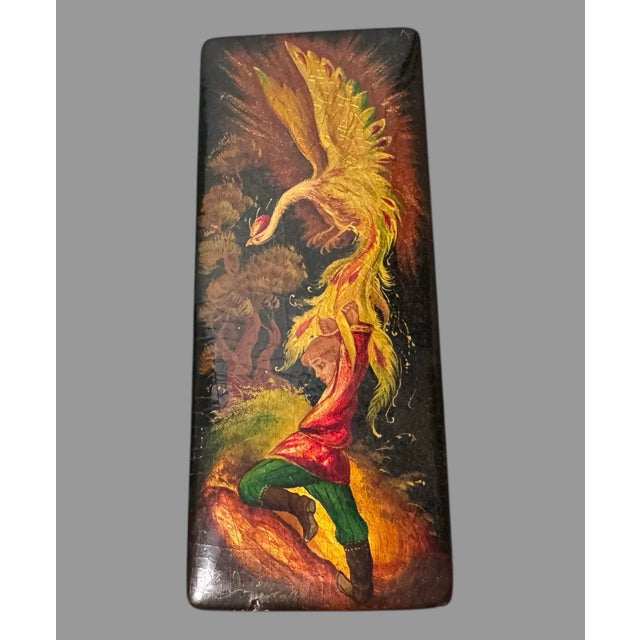 Early 20th Century Vintage Hand Painted Lacquer Miniature Keepsake Box Prince Ivan Firebird For Sale - Image 5 of 5