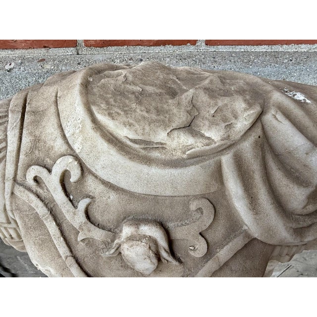 Late 20th Century Late 20th Century Life Sized Marble Roman General Statue On Travertine Block Garden Ornament For Sale - Image 5 of 17