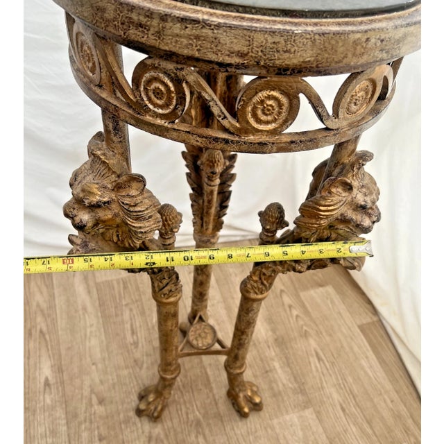 1970s Neoclassical Revival Empire Style Plant Stand Pedestal Griffins Paw Feet Tripod For Sale - Image 9 of 11