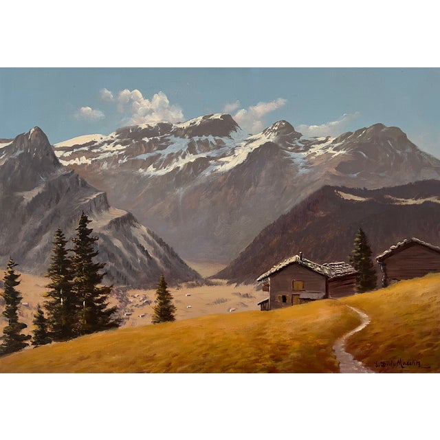 Eugène Devaud de Madelin, Les Diablerets, le Col du Pillon, Oil on Canvas For Sale - Image 13 of 13
