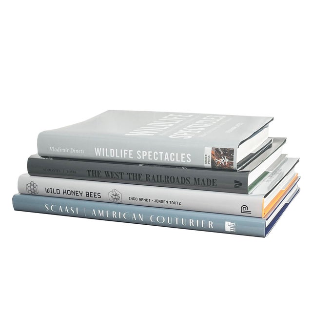 Decorative Books - Granite Coffee Table Stack - 4 Grey Books For Sale