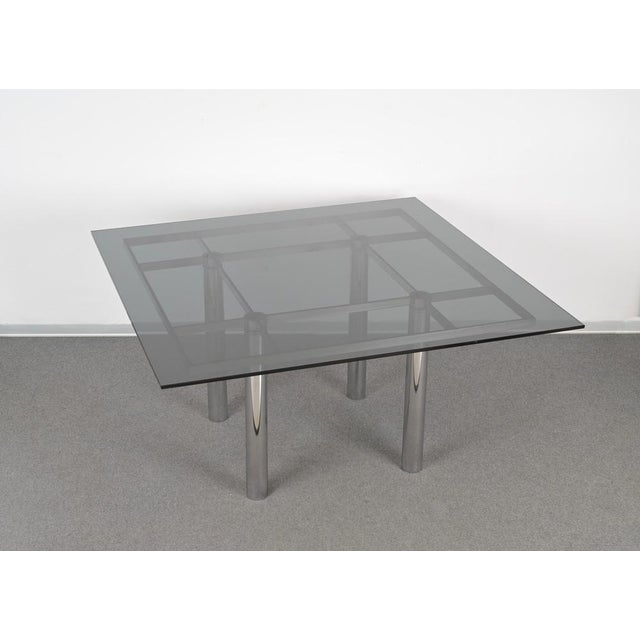 Andre Dining Table in Chrome & Smoked Glass attributed to Tobia Scarpa for Gavina, Italy, 1968 For Sale - Image 16 of 18