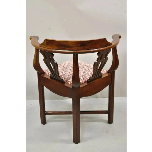 Mid 20th Century Vintage Mahogany Georgian Chippendale Style Corner Chair by Statesville Ross For Sale - Image 9 of 9
