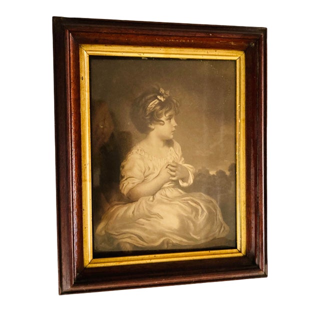 Wistful 19th Century Photo Print of Young Girl Framed For Sale