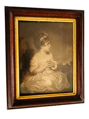 Wistful 19th Century Photo Print of Young Girl Framed