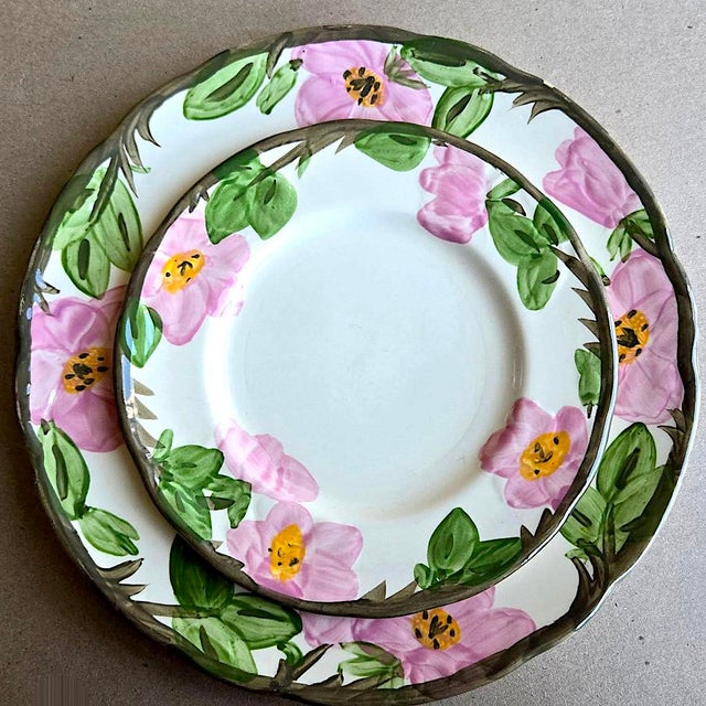 Vintage Franciscan Desert Rose Dinner and Salad Plates Made in England, 24 Pieces For Sale - Image 13 of 17
