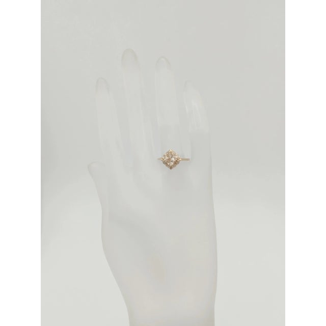 Mid-Century Modern Mid 20th Century Morganite Square Cushion & Round Diamond Ring in 14k Rose Gold Size 7 For Sale - Image 3 of 8