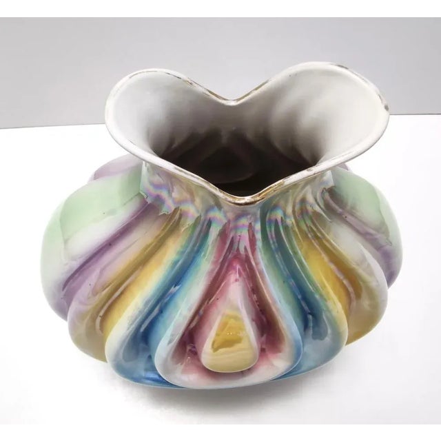 Vintage Ceramic Vase with Iridescent Colors attributed to Italo Casini, Italy, 1950s For Sale - Image 9 of 13