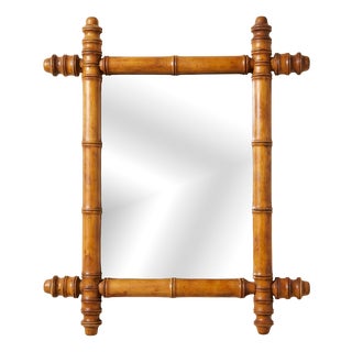 Bamboo-Style Turned Wood Mirror, 1900-1930 For Sale