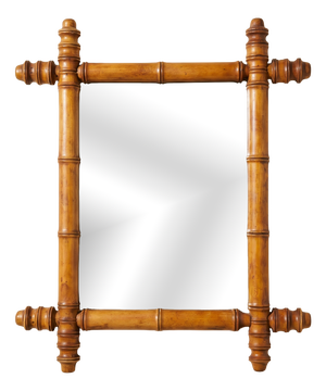 Bamboo-Style Turned Wood Mirror, 1900-1930