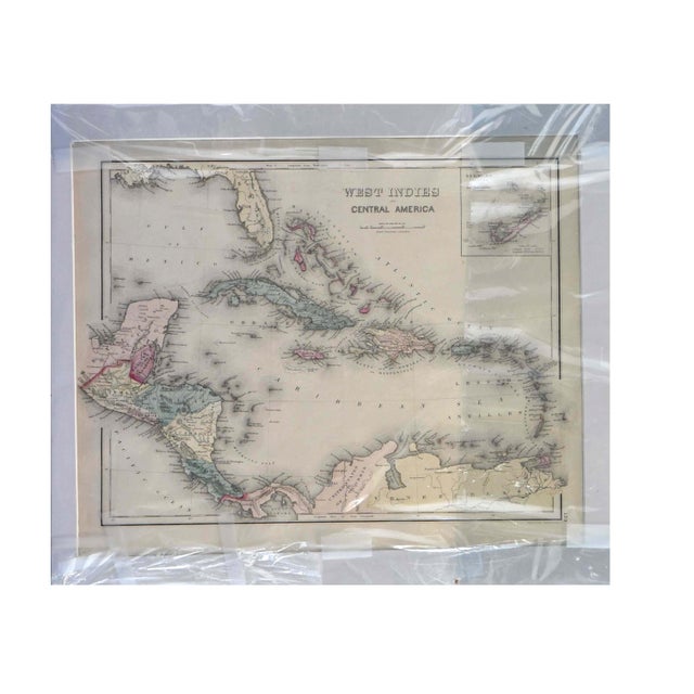 This remarkable 16" x 19" antique two-sided map offers a dual historical perspective on the Americas: one side features a...