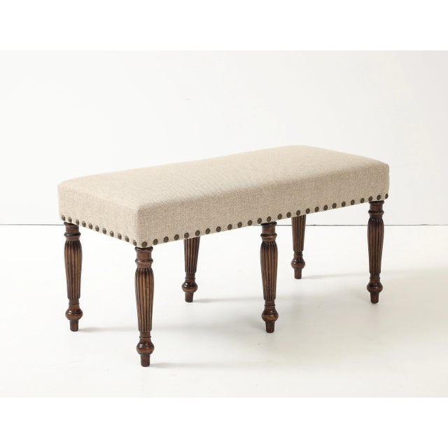 Late 19th Century Linen Bench With Reeded Turned Legs For Sale - Image 5 of 11