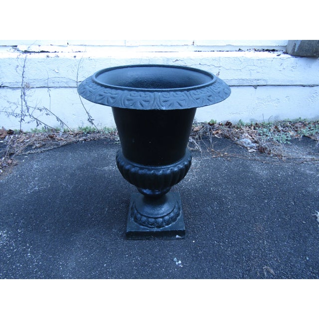 Mid-Century Modern Vintage Cast Iron Urn For Sale - Image 3 of 8