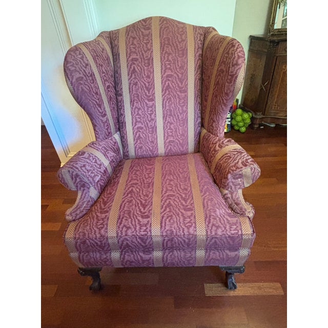 Queen Anne Ethan Allen Wingback Hair For Sale - Image 3 of 5