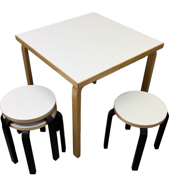 81C Table and Stools by Alvar Aalto for Artek, 2010, Set of 4 For Sale