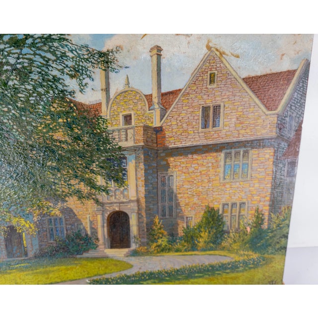1930's Oil on Canvas Architectural Painting of Ward Manor at Bard College For Sale In New York - Image 6 of 11