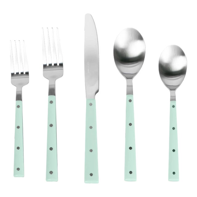 Soline Mint Green 20-Piece Bistro Flatware Set, Service for Four For Sale