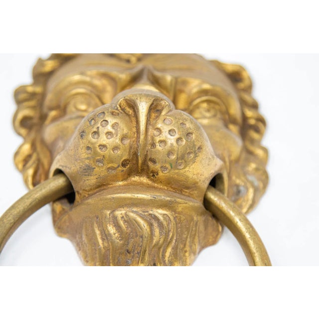 Mid 20th Century Vintage Cast Brass Lion's Head Large Door Knocker For Sale - Image 5 of 12