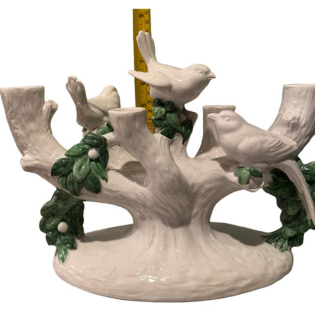 Ugo Zaccagnini Italian Bird & Branch Ceramic Candelabra, Circa 1930s–40s For Sale - Image 16 of 17