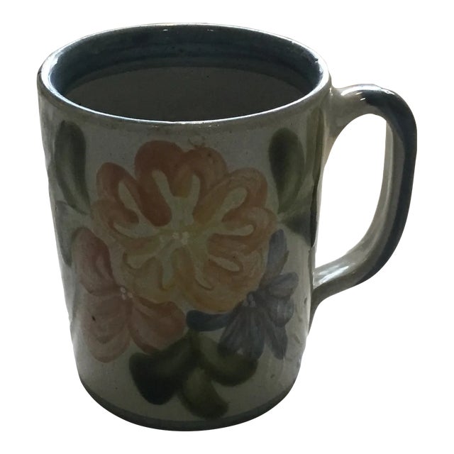 Vintage Louisville Stoneware Hand Painted Floral Coffee Mug Mint. For Sale