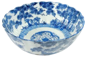 Large Japan Meiji Blue White Bowl, 1920s