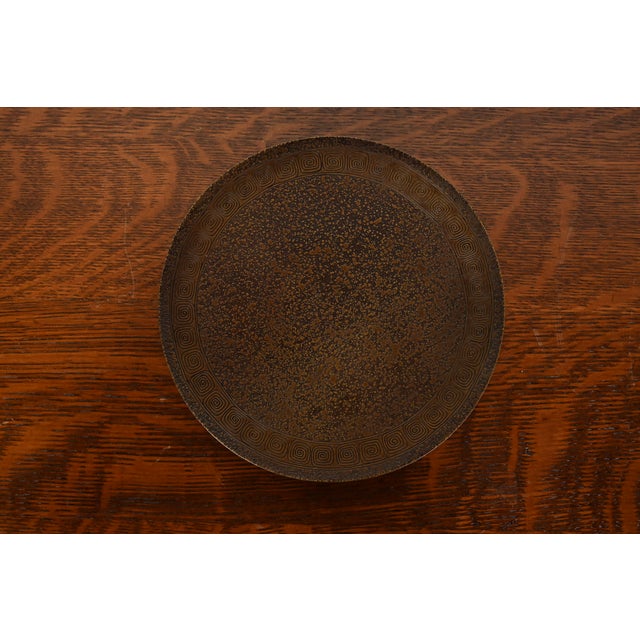 Tiffany Studios Tiffany Studios New York Bronze Footed Charger Plate or Tray With Greek Key Design For Sale - Image 4 of 11