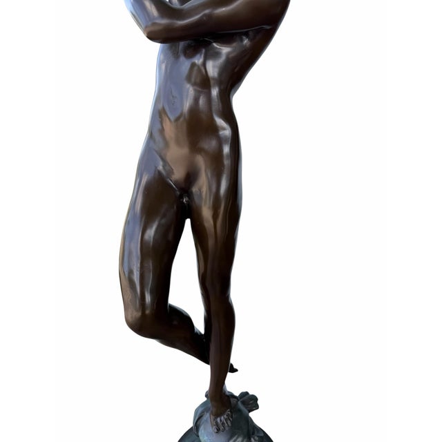 Metal Vintage Bronze "Crest of the Wave" Nude Female Sculpture After Harriet Frishmuth For Sale - Image 7 of 9