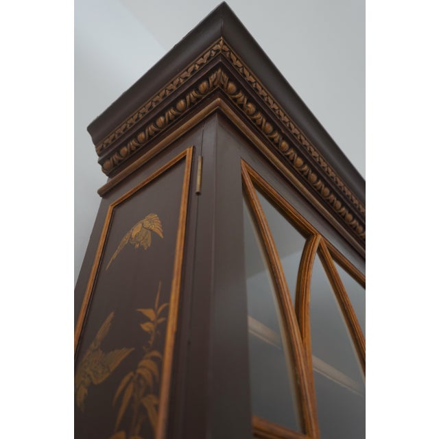 Antique Chinoiserie Decorated 2 Door China Bookcase Cabinet For Sale - Image 15 of 18