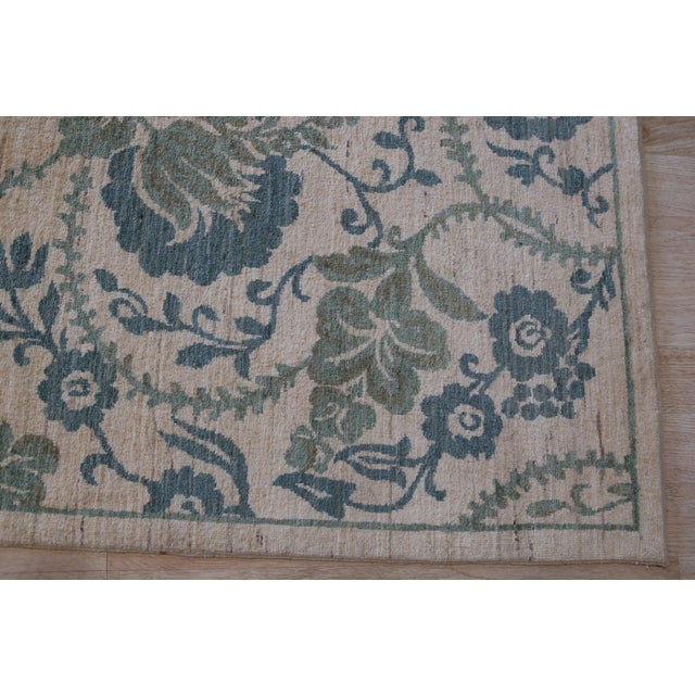 Ivory 9x12 Cassandra Bianca Green Classic Floral Hand Knotted Afghan Wool Carpet Rug For Sale - Image 8 of 9
