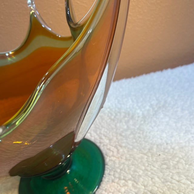 Large 16" Mid 20th Century Murano Style Sommerso Glass Centerpiece Bowl For Sale - Image 4 of 12