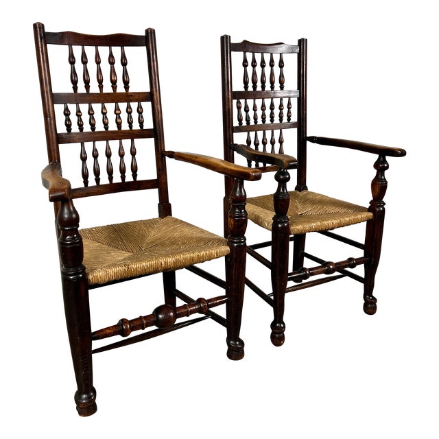 Harlequin Antique Spindle Back Armchairs- a Pair For Sale