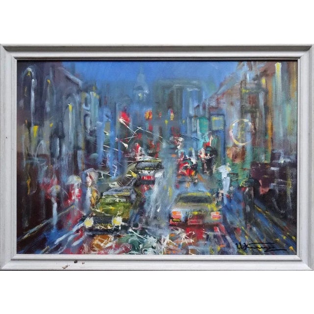 Night city. Oil on cardboard, 44,5x64 cm This piece has an attribution mark, I am sure that it is completely authentic and...
