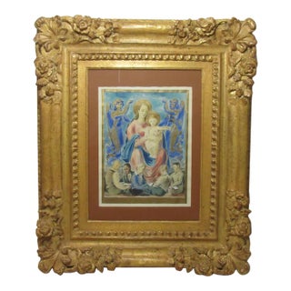 Framed Watercolor “Mater Amabilis” Signed Sotomayor. For Sale