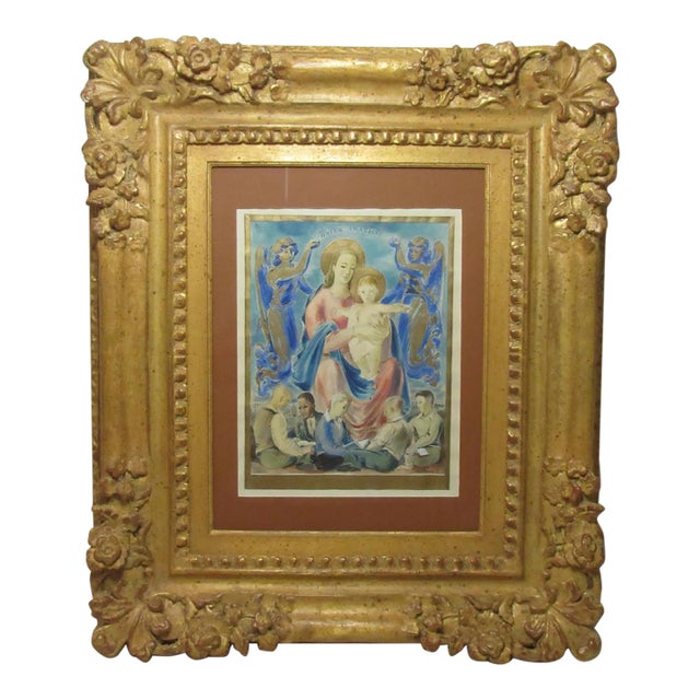 Framed Watercolor “Mater Amabilis” Signed Sotomayor. For Sale
