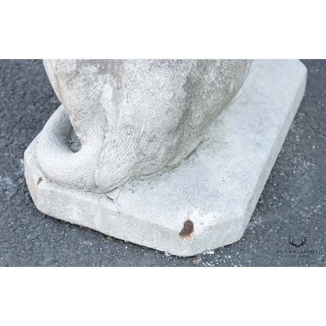 Traditional Vintage Cast Stone Lion with Shield Garden Statue For Sale - Image 3 of 12