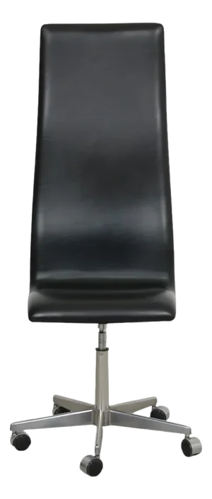 Tall Oxford Office Chair in Black Leather by Arne Jacobsen, 1990s