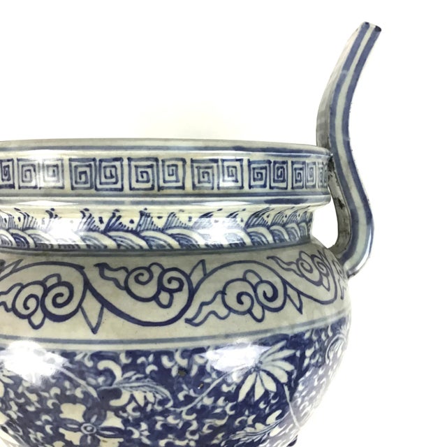 Ceramic Antique Chinese Blue and White Tripod Incense Burner For Sale - Image 7 of 13