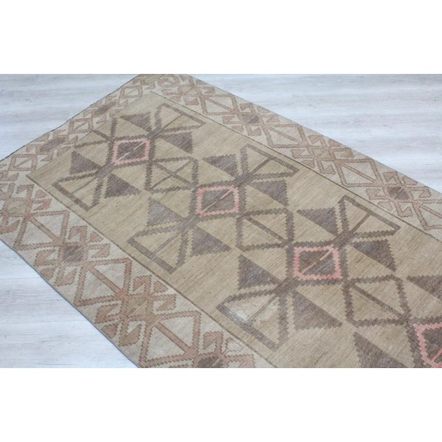 1960s Brown Hand Knotted Vintage Turkish - 61" X 149" For Sale - Image 5 of 10