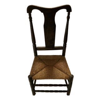 American Queen Anne 1700s Ebonized Side Chair.Because of Their Age,Genuine 18th-Century Ebonized Antiques Are Highly Collectible Museum-Quality Pieces For Sale